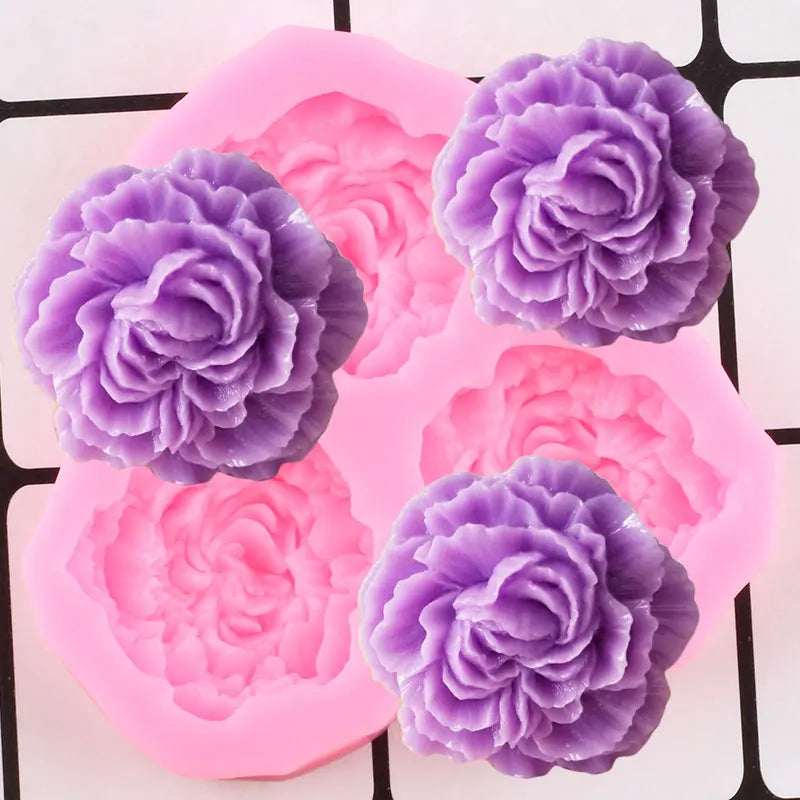 Peony Flower Silicone Molds Wedding Cupcake Topper Fondant Cake Decorating Tools Soap Resin Clay Candy Chocolate Gumpaste Moulds Zpaxo