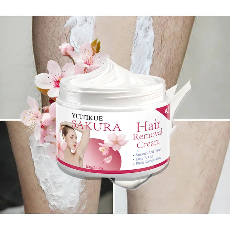 YUITIKUE Sakura Hair Removal Cream – Gentle Plant Formula 60g Hair Removal Cream Zpaxo