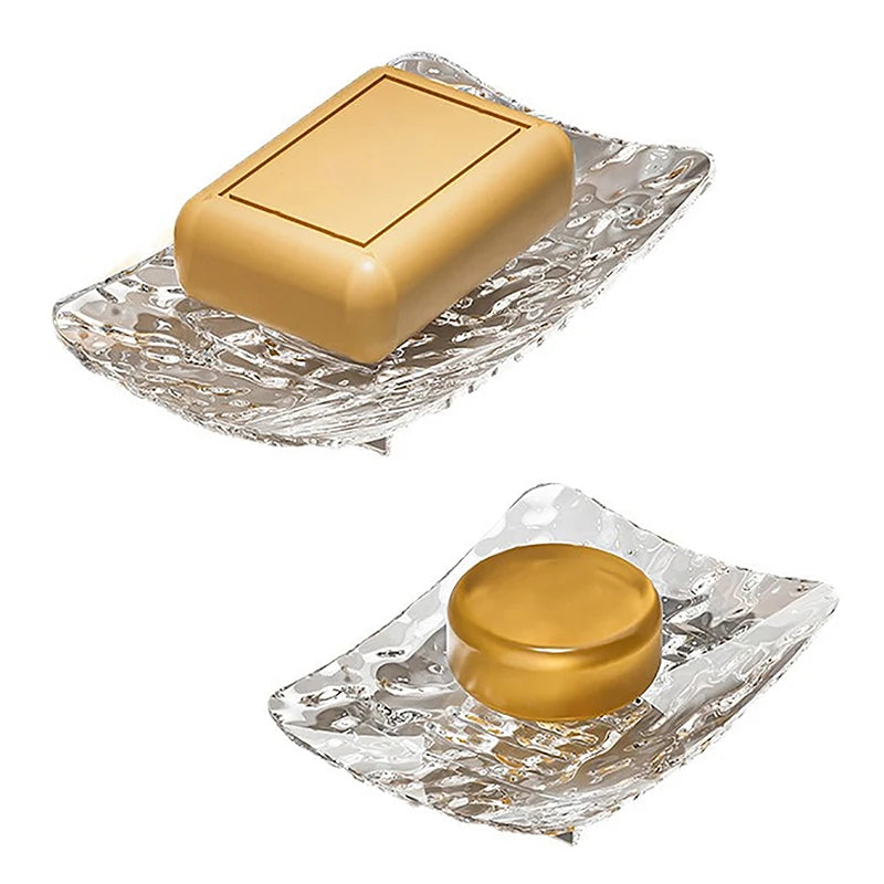 Transparent Soap Box High-End Bathroom Glacier Patterned Soap Storage Rack For Household Use Soap Box Light Luxury Zpaxo