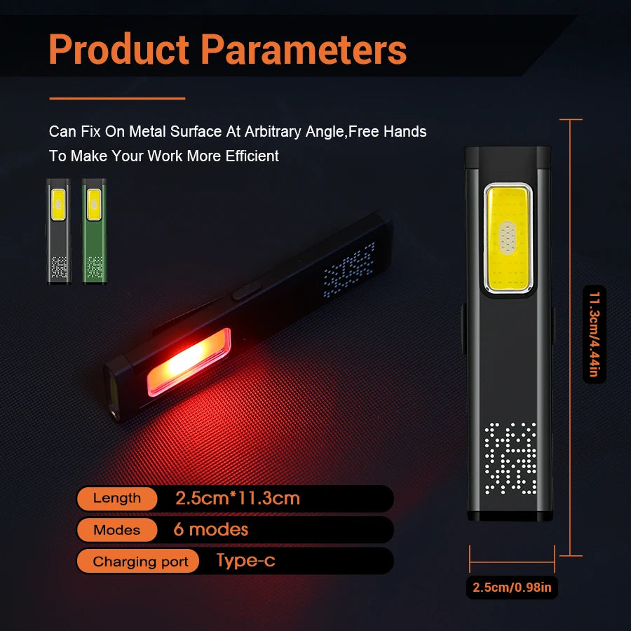 ZHIYU 800LM Rechargeable Pocket Flashlight – 6 Modes, COB+XPE