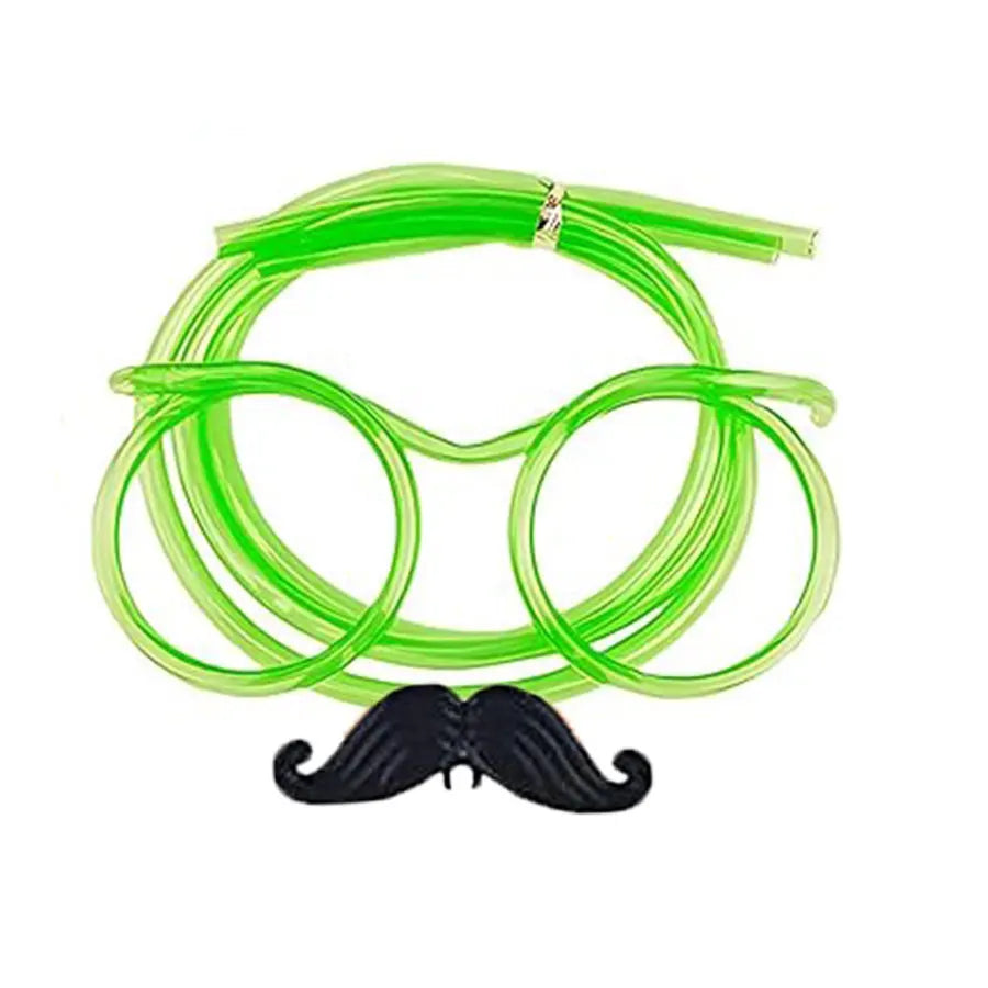 Glasses Funny Soft PVC Crazy Straws Beard Plastic Drinking Kids Party Zpaxo 8 pcs green