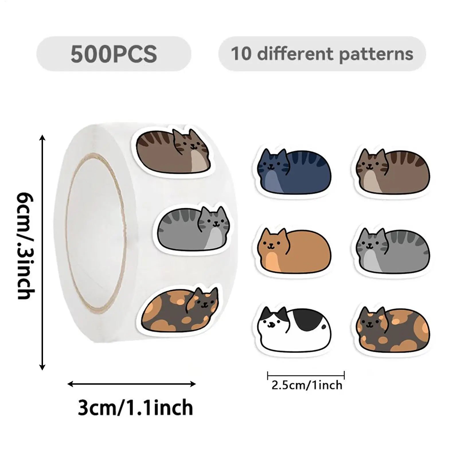 Cat Stickers For Kids 500 Sheet/Roll Stickers Decor Envelope Seal Decoration For School Party Office Scrapbook Notebook Laptop Zpaxo