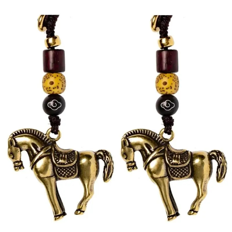 2026 Year Chinese Zodiac Horse Lucky Pendant Keychain Copper Feng Zpaxo 2pcs