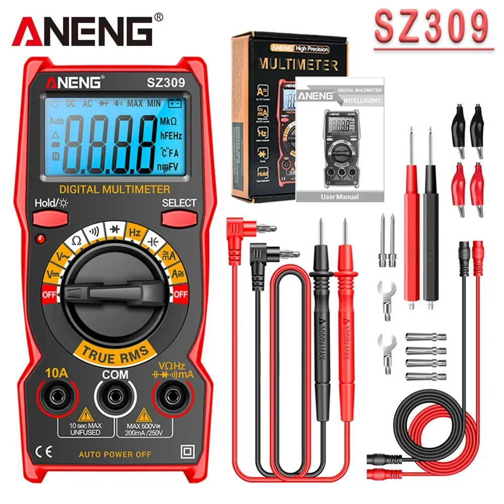 AC DC Voltage Current Tester Red Multimeter ANENG SZ309 Digital