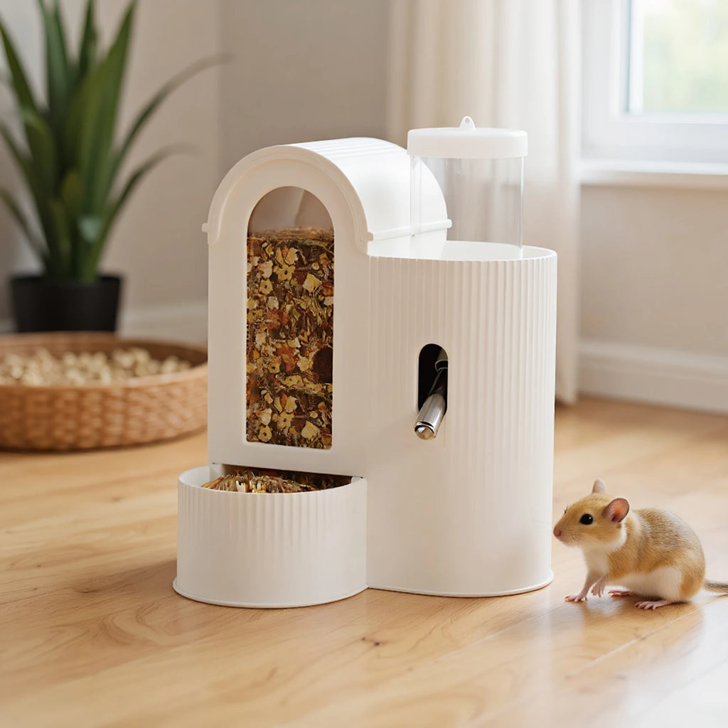 2-in-1 Automatic Bunny Feeder Leak-resistant Hamster Waterer Small