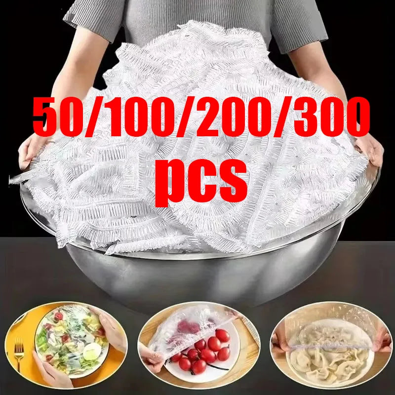 Disposable Elastic Food Bowl Covers – PE Stretch Wrap (50–300 Pack)