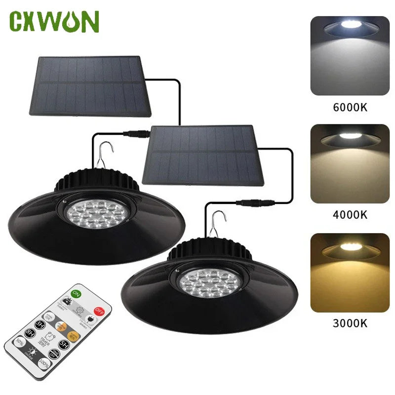 Outdoor Solar Projection Light with Remote Control Waterproof Chandelier Shed Light 3 Color Dimmable Timer for Patio Garden Lamp Zpaxo