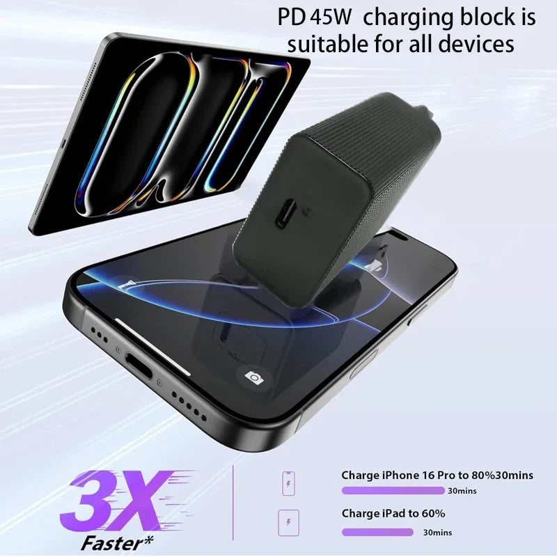 UYUXIO USB C Mobile Phone Charger PD 45W Fast Charge Turbo Wall