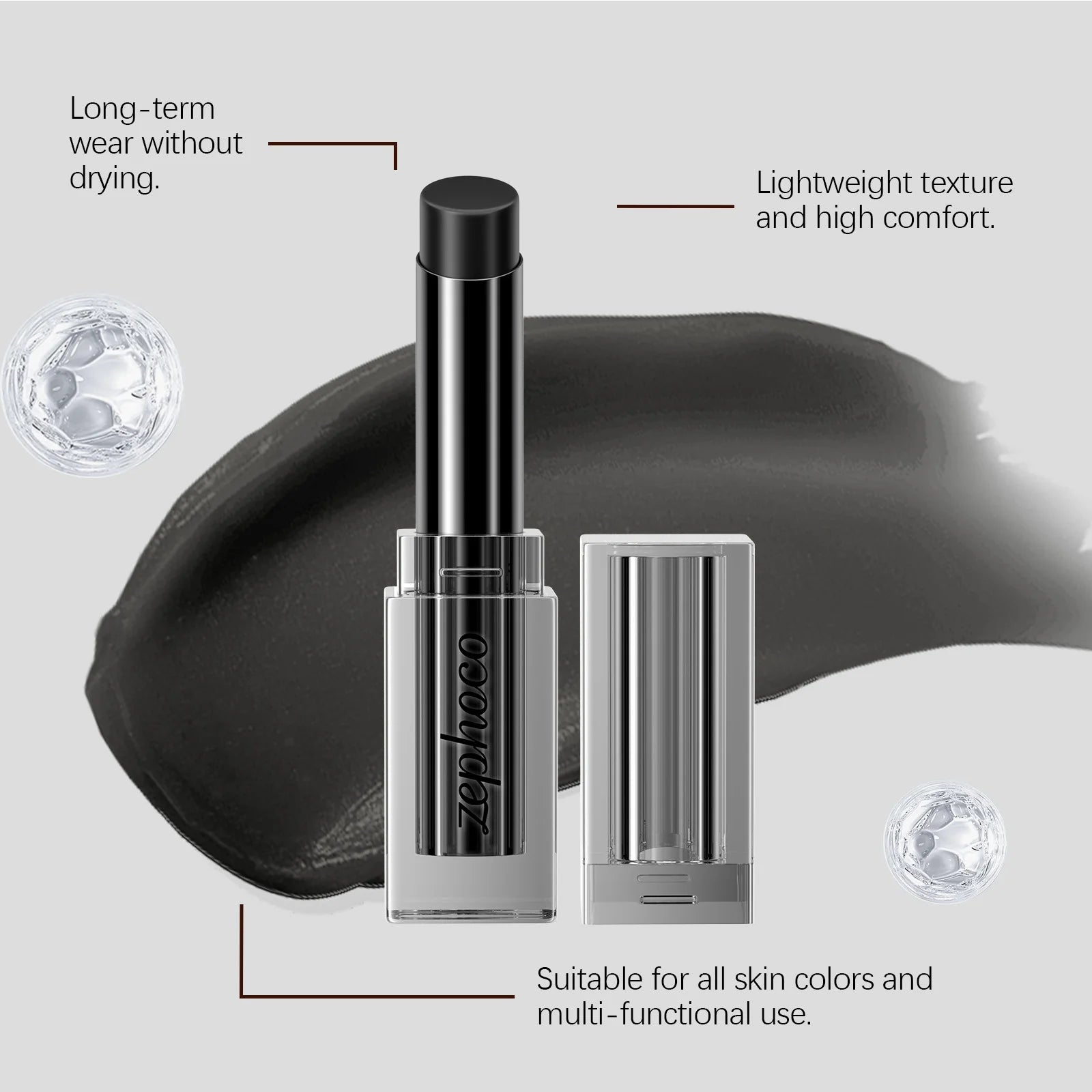 Obsidian Thermochromic Lipstick - Gentle, Moisturizing, Reduces Lip Lines, Protects and Softens Lips Zpaxo
