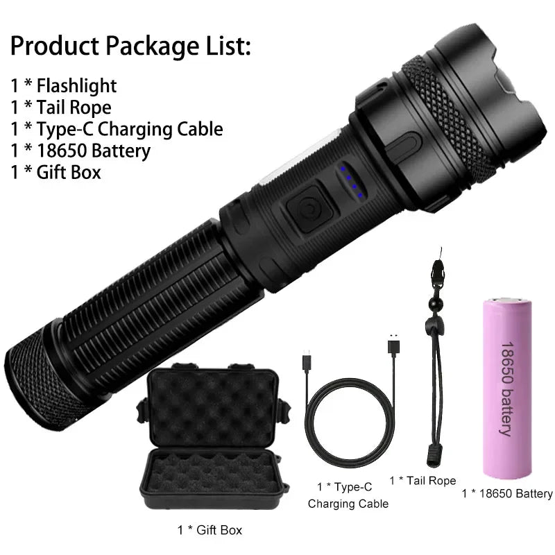 ESMARTER Rechargeable LED Flashlight – 500m Zoomable & Waterproof