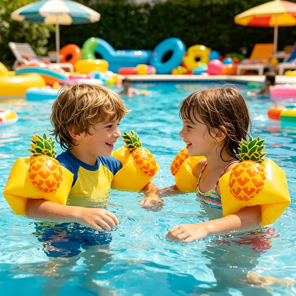 Kids Pool Floats Cute Inflatable Pineapple Sleeves Pool Swimming Floats For Water Beach Lake Summer Vacation Travel Boat Cruise Zpaxo