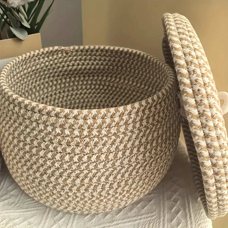 Bohemian Storage Basket Lid Self-supporting Organizer Wardrobe Shelf Zpaxo