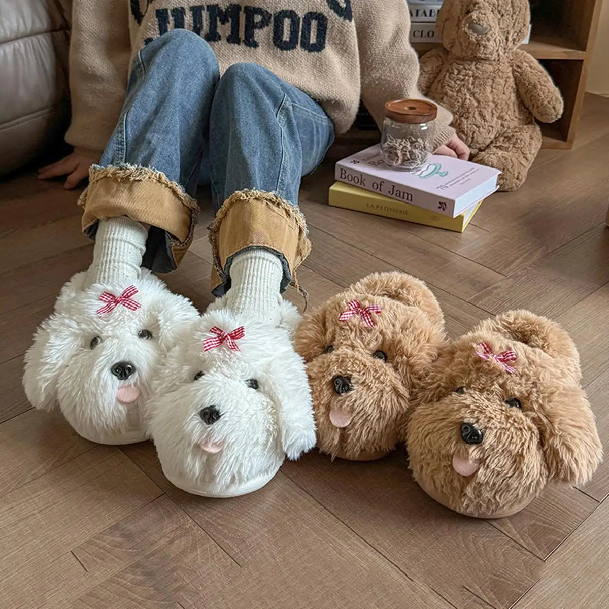 Fluffy Cartoon Women's Home Slippers Winter Cute Plush Luxury