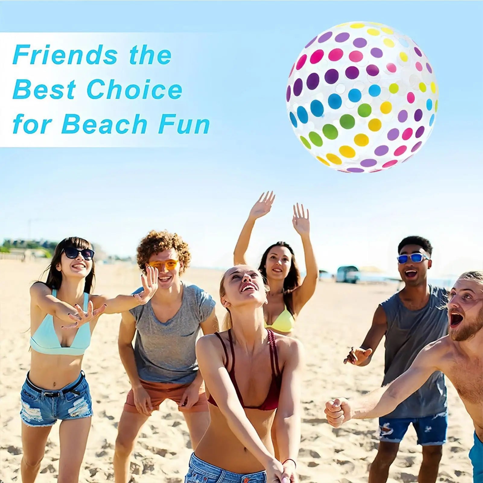 Inflatable Beach Ball Air Pump Colorful Pool Toys Kids Adults Sand