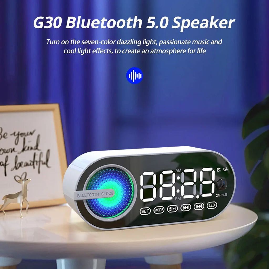 Quiet Wireless Bluetooth Speaker Alarm Clock RGB TWS USB LED Mirror Digital Clock FM Large Display For Bedroom Office Decktops Zpaxo