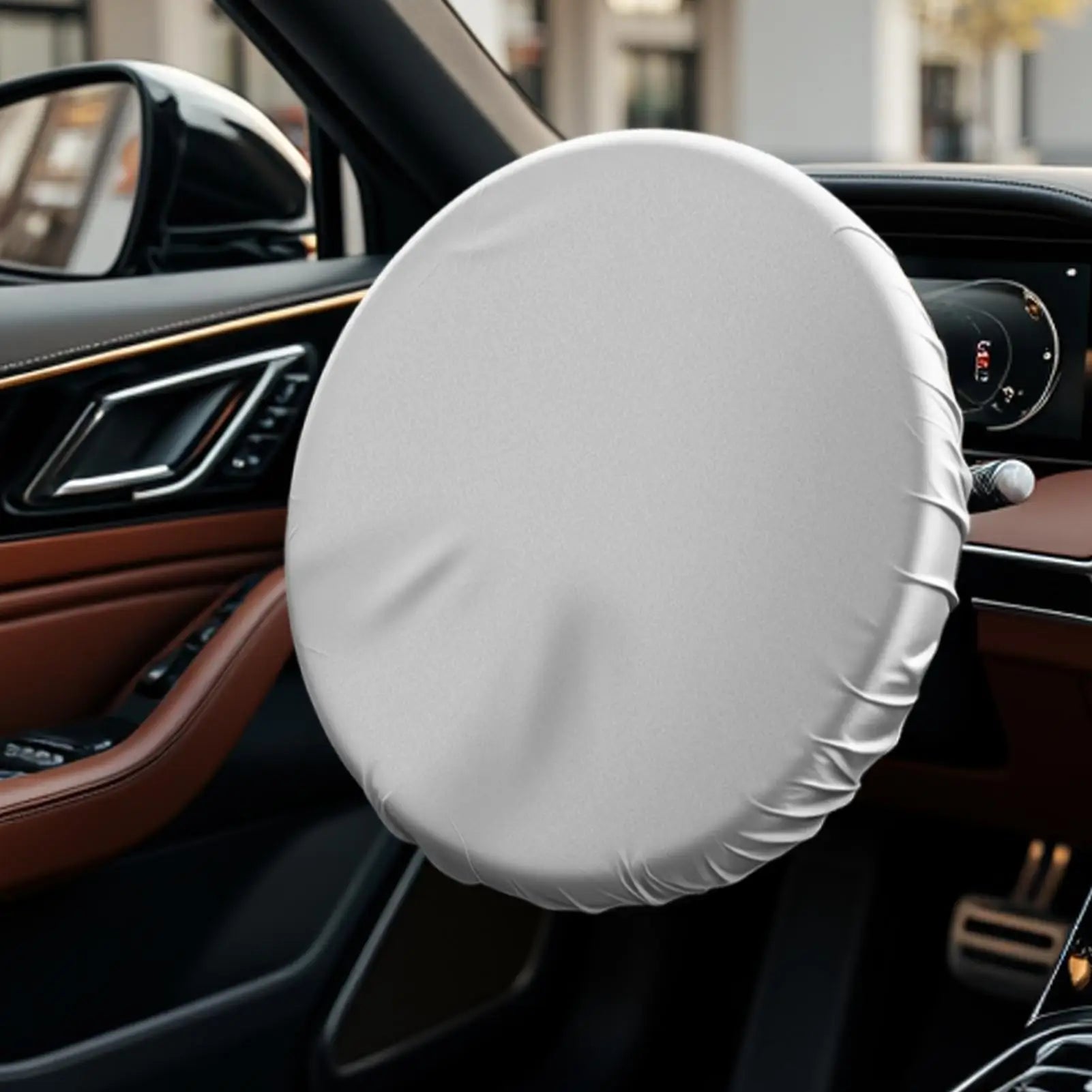 42cm Car Steering Wheel Sun Block Silver Coated Cloth Sun Shade Cover Auto Steering Wheel Sheath Sunscreen Insulation Accessorie Zpaxo