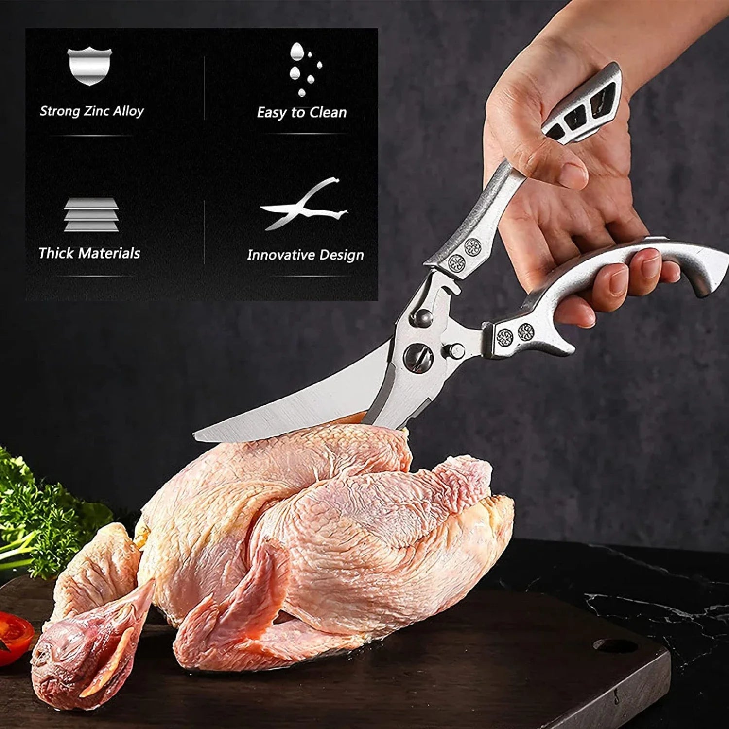 Stainless Steel Kitchen Scissors Chicken Bone Barbecue Scissors Ultra Sharp Utility Scissors Food Meat Fish Vegetables Cutter Zpaxo