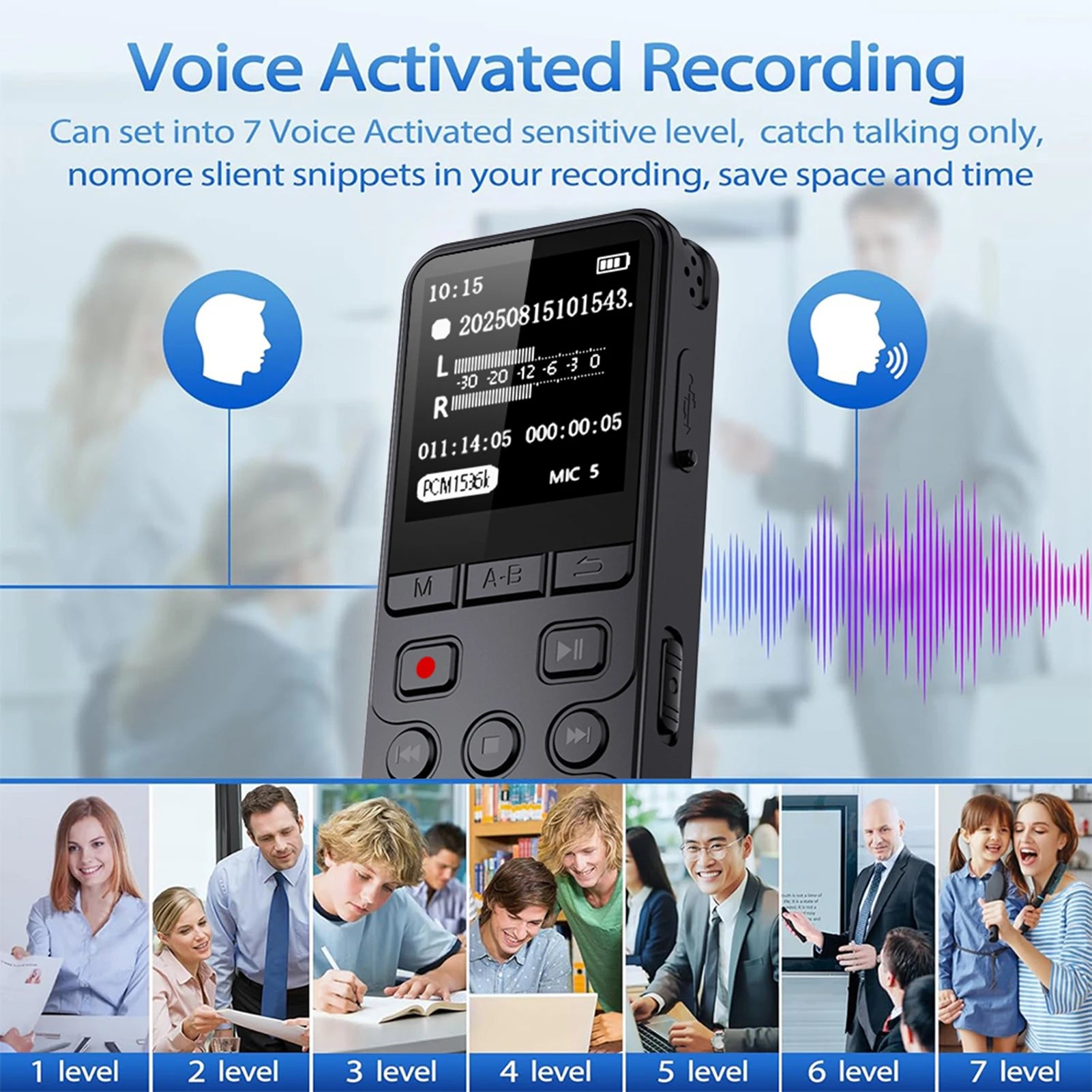 Digital Voice Recorder Sound Recording Device with 1.4 Inch TFT Screen Dual Microphone for Lectures Meetings Classes Interviews Zpaxo