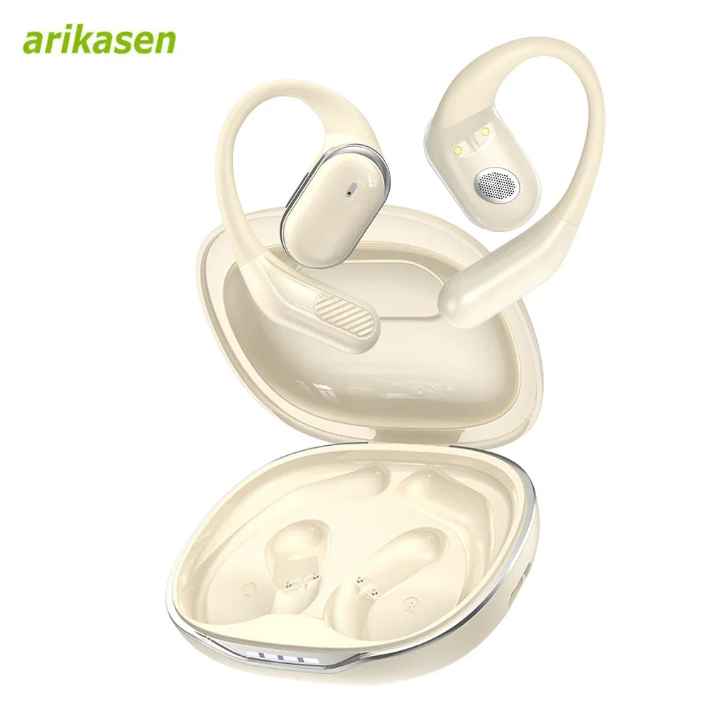 Bluetooth 5 4 Headphones Wireless Open Ear Earbuds 60 Hrs Playtime Zpaxo WHITE