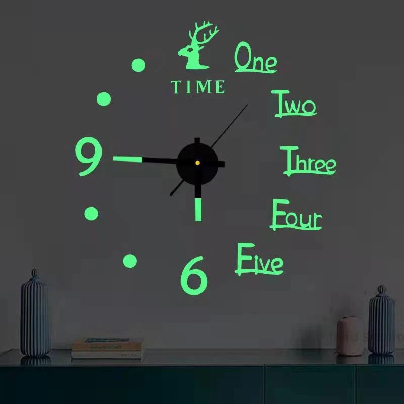 Scandinavian-style Deer Head DIY Wall Clock Minimalist Drill-free