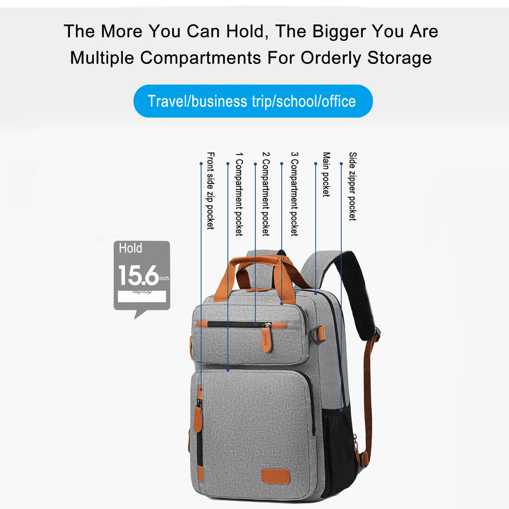 Large-Capacity Travel Backpack 15.6-Inch Laptop Backpack for Men Women Water-Resistant Business Rucksack with Luggage Strap Zpaxo