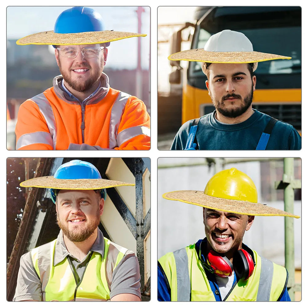 2Pcs Hard Hat Sun Shade Straw Visor Wide Brim Cover Neck Shade Construction Site Outdoor Accessories Hard Hat Visor Brim Zpaxo