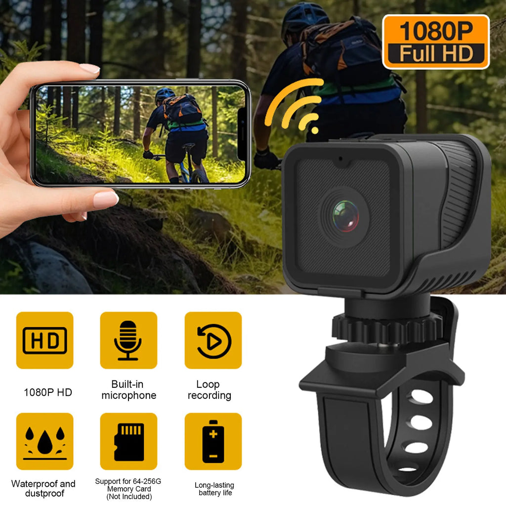 Bike Camera Support 256GB Card 1080P Handlebar 120 Degree Wide Angle