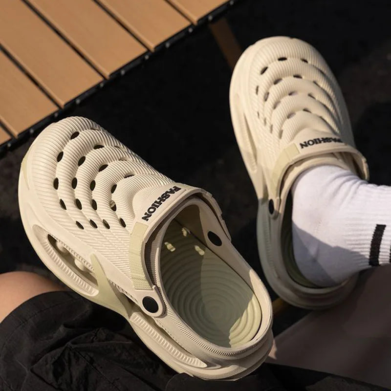 Men's Hollow Slippers Indoor Outdoor Women's Sandals Beach Non-slip