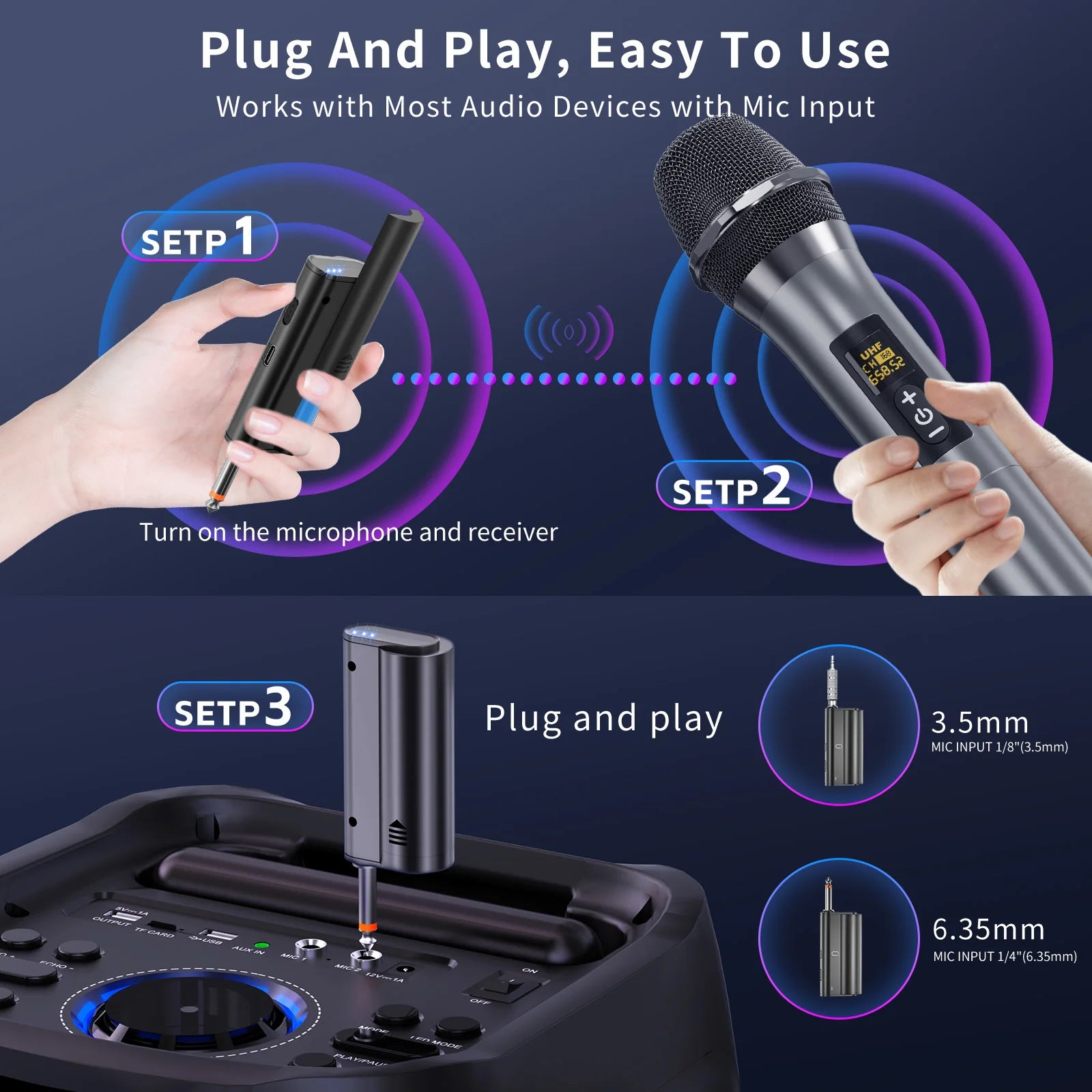 Karaoke Microphone Wireless Mic Universal Professional UHF Dynamic