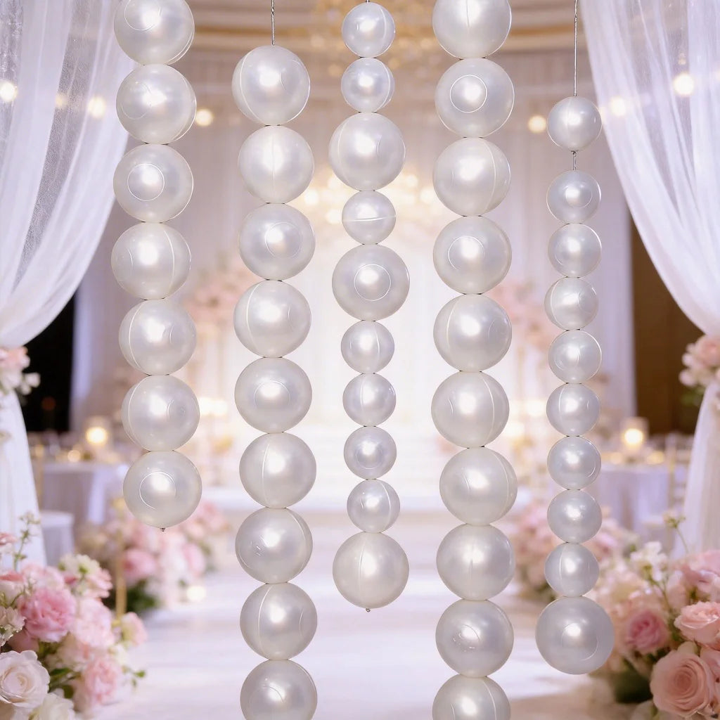 Wedding Backdrop Decor Faux Pearl Garland DIY Beaded Wreath White
