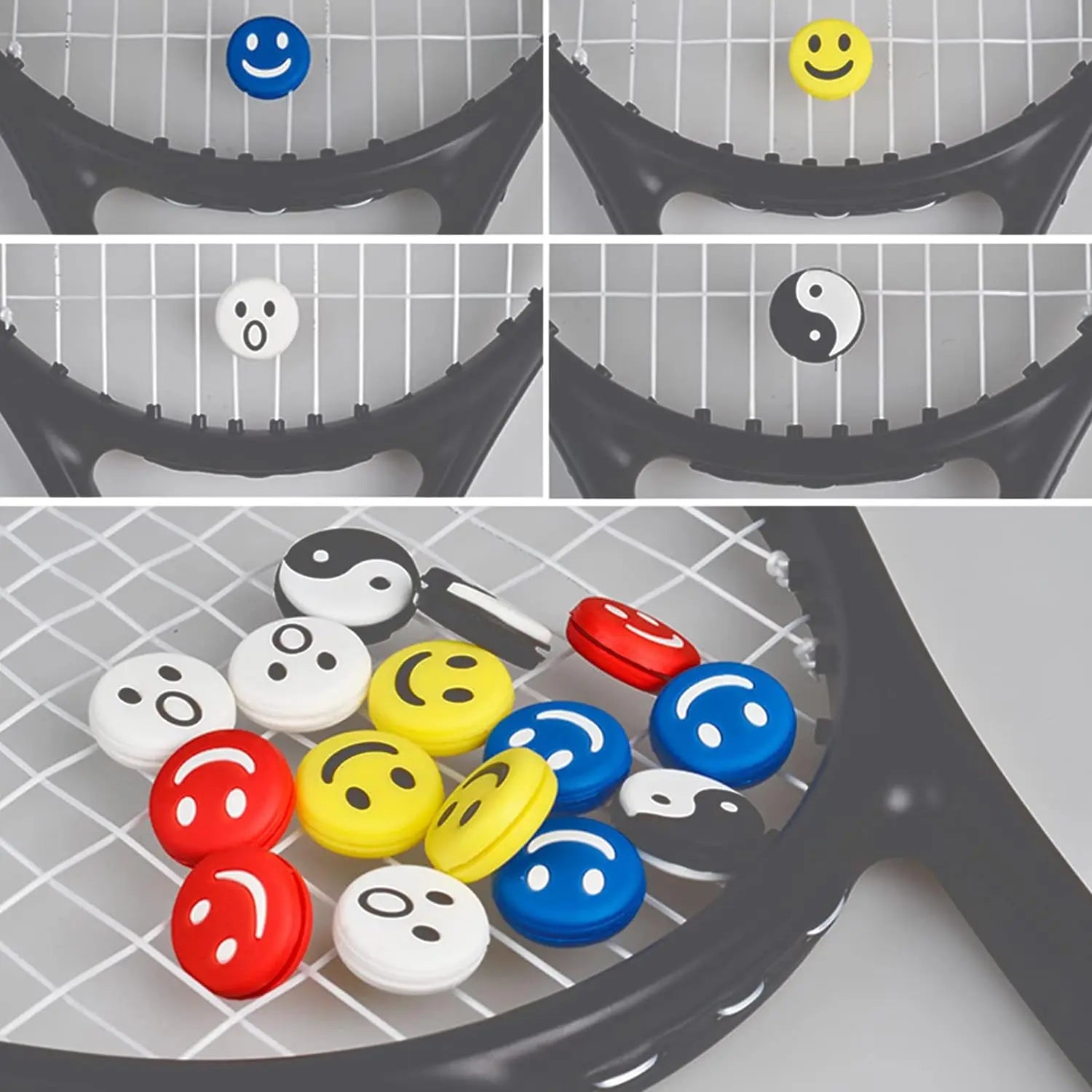 Tennis Racket Vibration Dampeners – 5-Pack Colorful Shock Absorbers