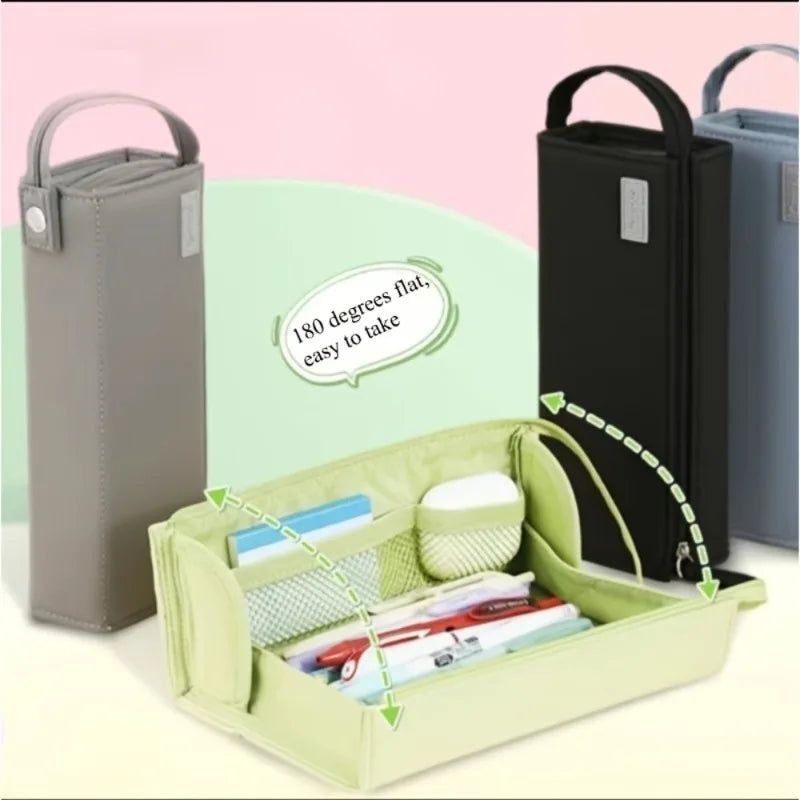 Mega Pencil Case 20+ Slots Mesh Pockets Rigid Non-bend 90 Zipper