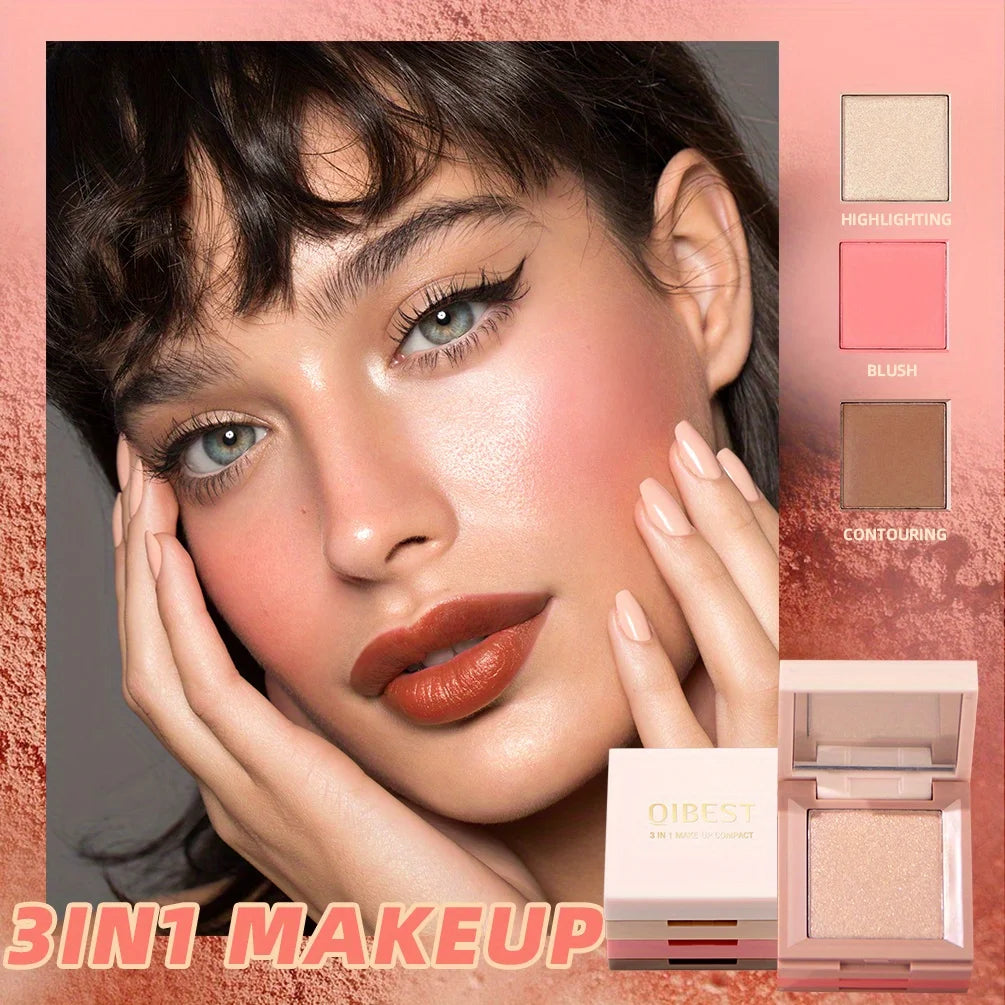 3 In 1 Matte Highlighter Blush Palette Blush Eyeshadow Face Cosmetics Makeup Palette Female Multifunctional Palette Zpaxo