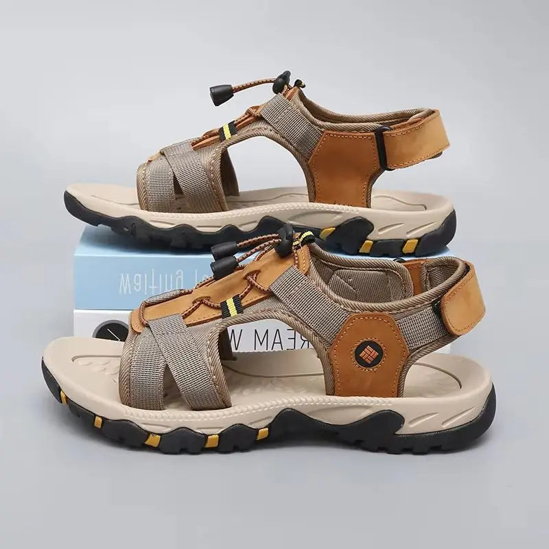 Summer Men Sandals Leather Mens Casual Shoes Outdoor Beach Roman