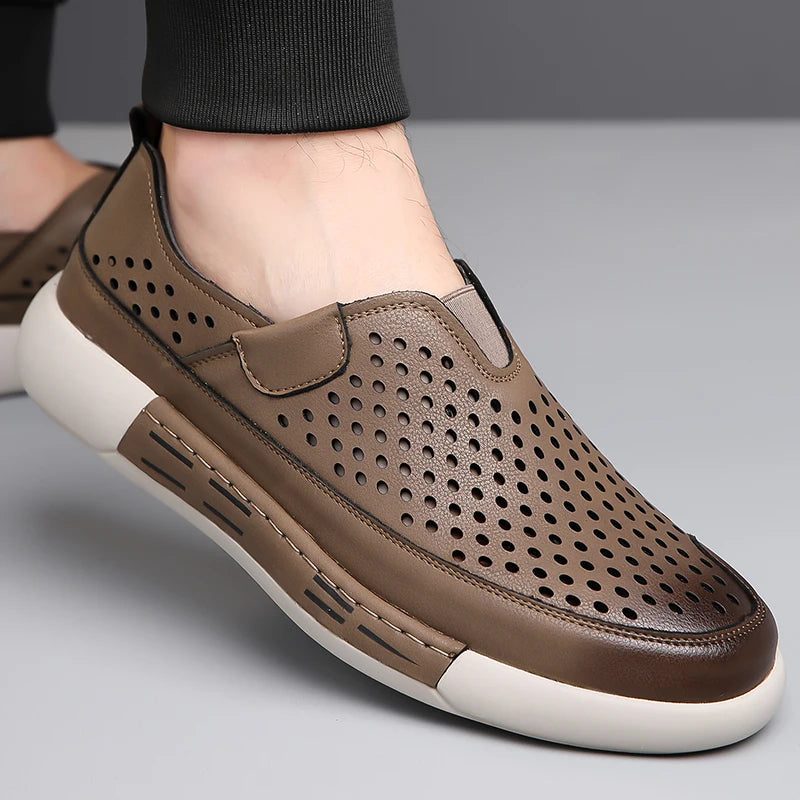 Summer Men Sandals Leather Mens Casual Shoes Outdoor Beach Roman Zpaxo