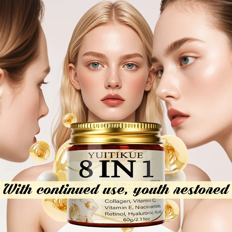 YUITIKUE 8-in-1 Face Cream with Collagen & Retinol 60g Face Moisturizer Cream Zpaxo