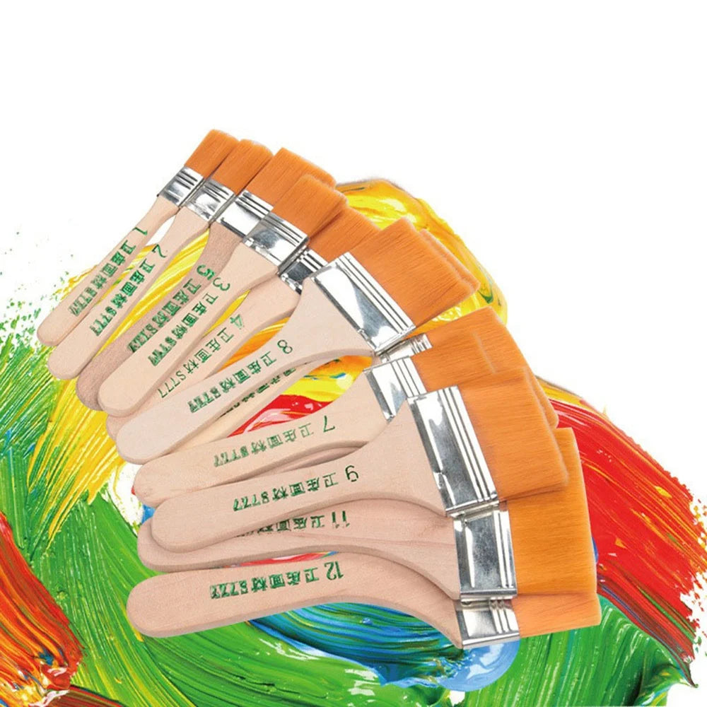 12pcs Wooden Handle Memory Nylon Paint Brushes Set For Acrylic Oil Drawing Watercolor Wooden Painting Brush Tools Art Supplies Zpaxo