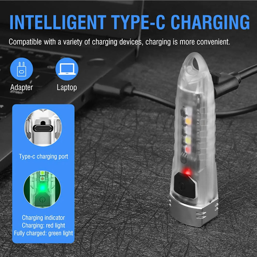 POCKETMAN Mini Keychain Flashlight 12 Modes UV LED Rechargeable Keychain Flashlight Zpaxo