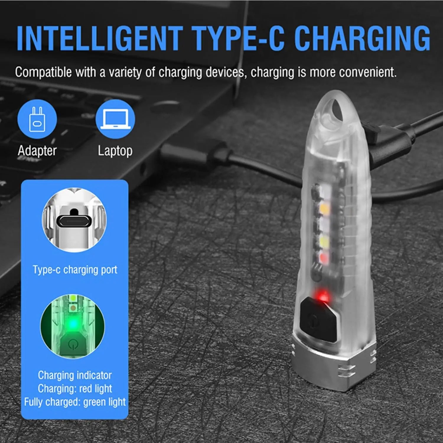 POCKETMAN Mini Keychain Flashlight 12 Modes UV LED Rechargeable Keychain Flashlight Zpaxo