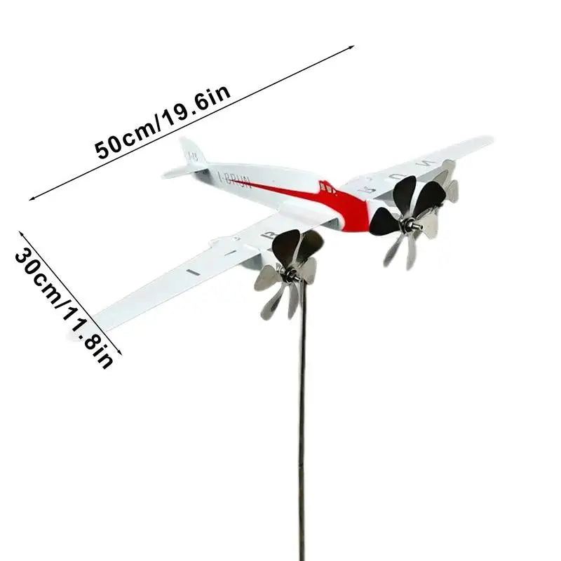 Airplane Weathervane Metal Aircraft Pinwheel Garden Decor Art Outdoor Flight Plane Art Decor for Yard Garden Outside Lawn Patio Zpaxo
