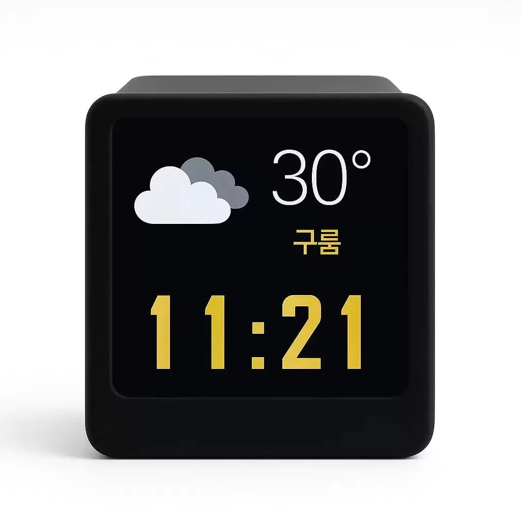 Korean Version Mini New WiFi Desktop Animated Weather Clock Gift Creative Ornament Multi-Functional Weather Station Zpaxo Black