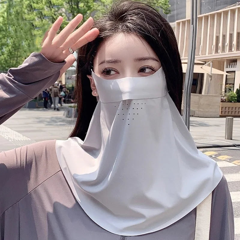 Women's Seamless Ice Silk-like UV Face Mask Ultra-thin Breathable Sun