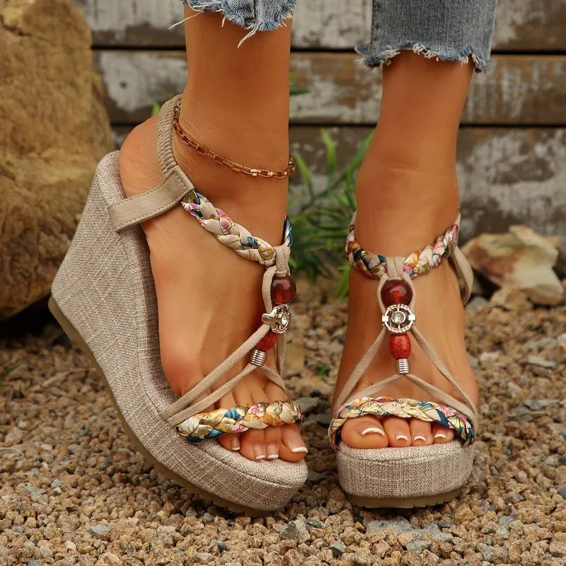 Summer Women's Fish Mouth Open Toe Bohemian Anti Slip Wear-resistant Zpaxo