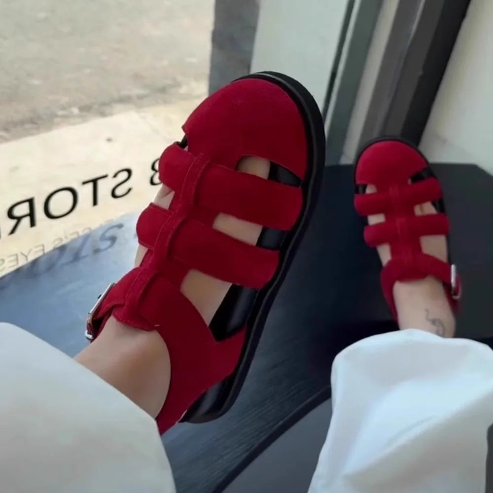 Women's Sandals 2025 Woven Hollow Roman Women Summer Large Pig Cage