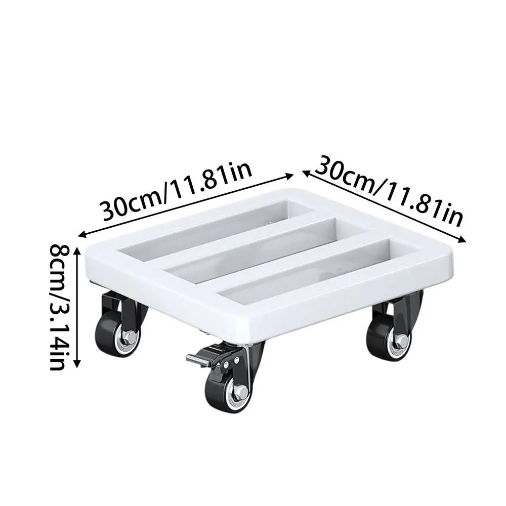Universal Flower Pot Wheels Square Metal Tray Heavy Duty Flower Pot Rack Plant Movable Rolling Potted Plant Stand With Rollers Zpaxo White China Mainland