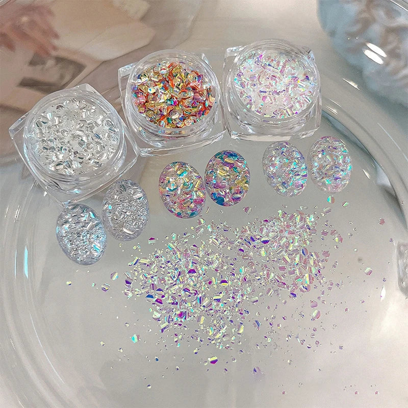 1/3Jar Super Sparkle Colorful Nail Glitter Flakes 3D Chasing Light Irregular Sequins Powder Decor Shiny Manicure DIY Materials Zpaxo