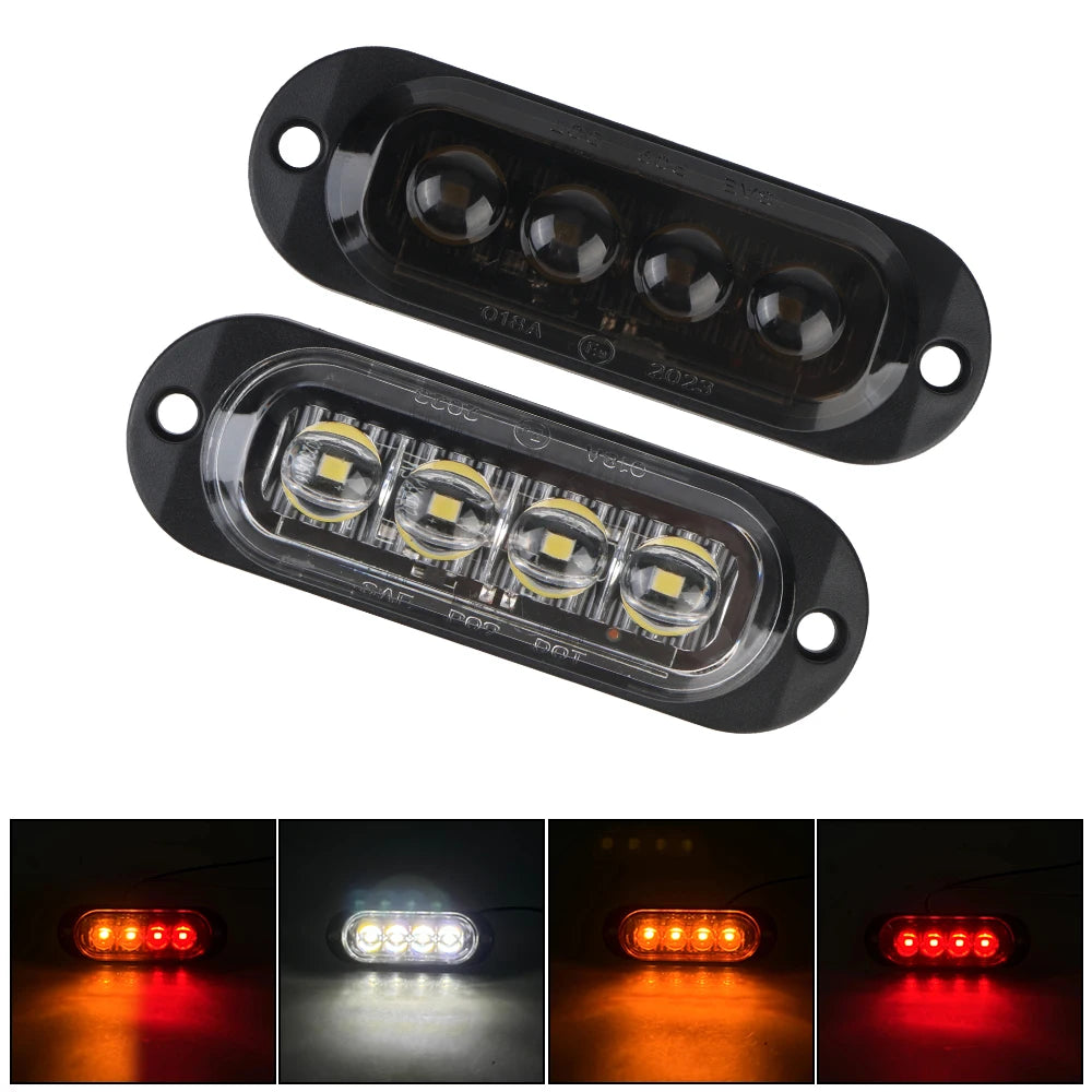 4LED LED Side Light Car Truck Trailer Beacon Lamp Warning Light DC 12V 24V Marker Light Waterproof Zpaxo