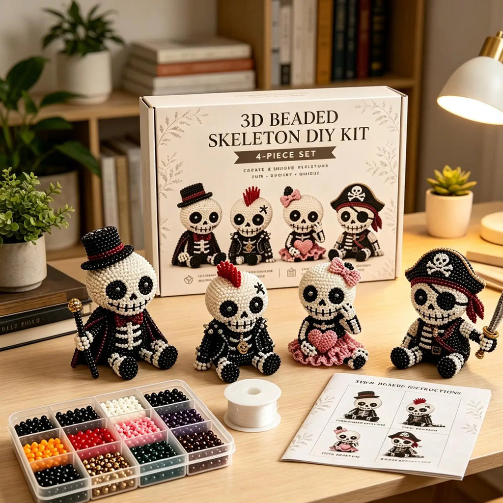 Beaded 3D Skeleton Ornament Halloween Adorable Keepsake Figure Crafts