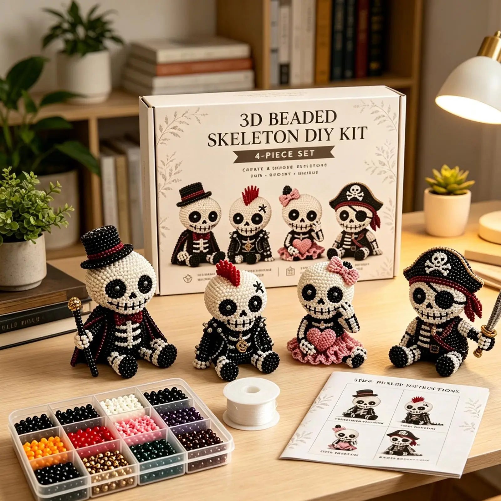 Beaded 3D Skeleton Ornament Halloween Adorable Keepsake Figure Crafts