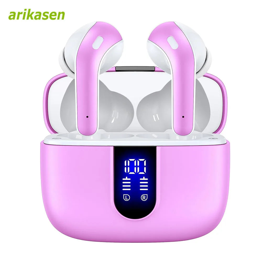 TWS Earphones Bluetooth Wireless Headphones IPX7 Waterproof Earbuds Zpaxo Sunset Pink